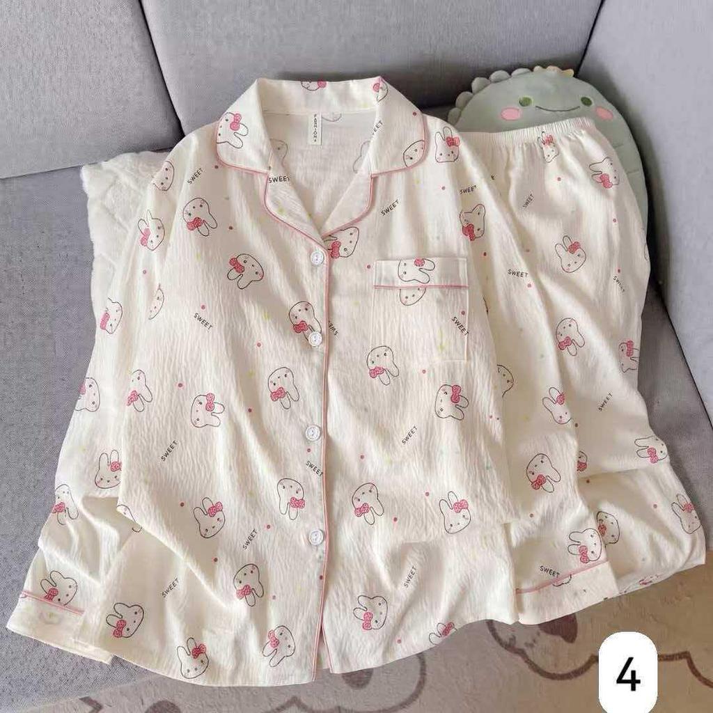 Women's Cloud Cotton Long Sleeve Pajamas - Sweet Cartoon Design for Spring & Autumn, Versatile for Home or Out