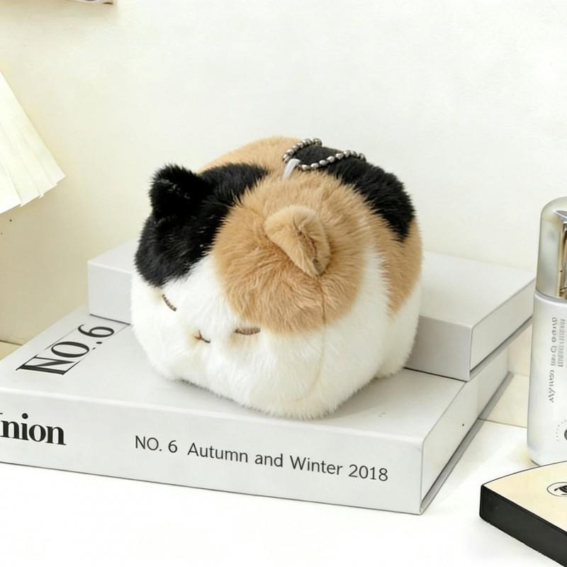 9Cm Cute Black Cat Plush Toys Kawaii Squishy Tofu Cat Pendant Soft Cartoon Animal Keychain Bag Charm For Kids Gifts Home Decor