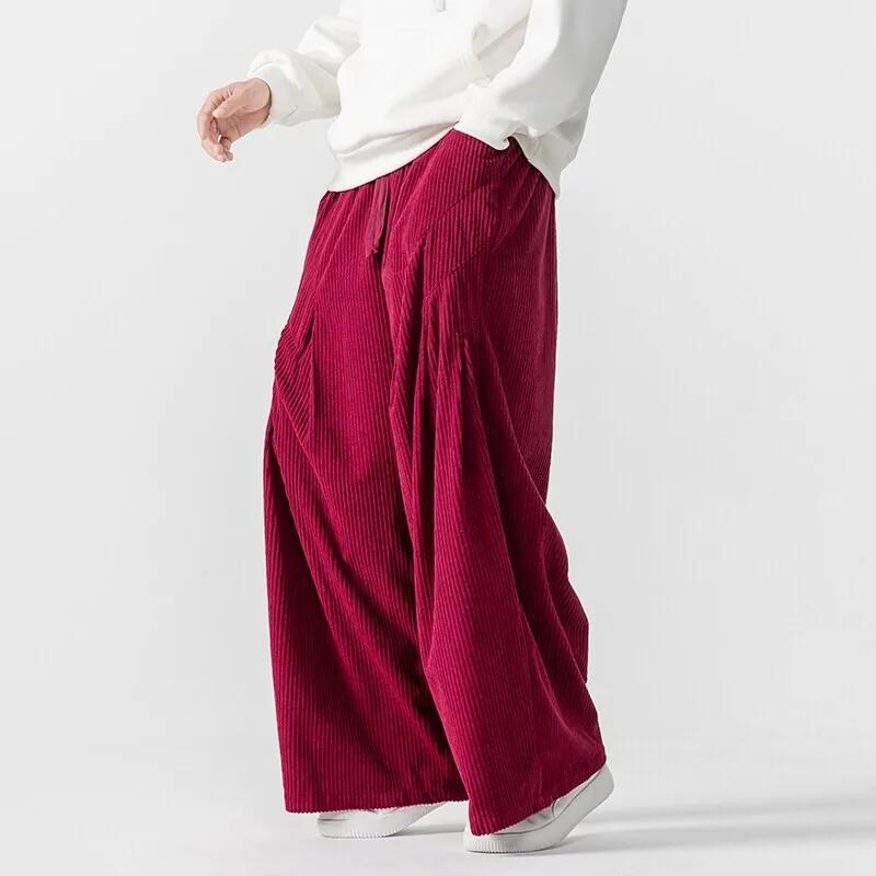 Heren Effen Kleur Corduroy Harembroek Heren Casual Oversized Wijde Pijpen Broek Mannelijke Oversized Jogger Harajuku Broek Heren Broek