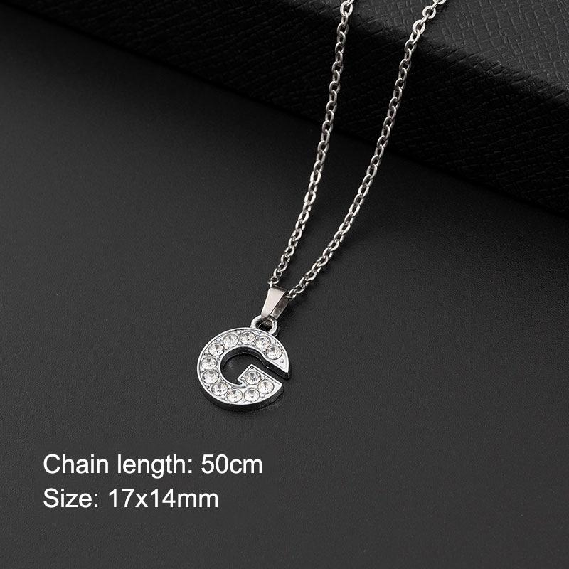 Women Shining Zircon A Z Letter Pendant Necklace 1Pcs Adjustable Clavicle Chain Personalized Jewelry for Birthday Present