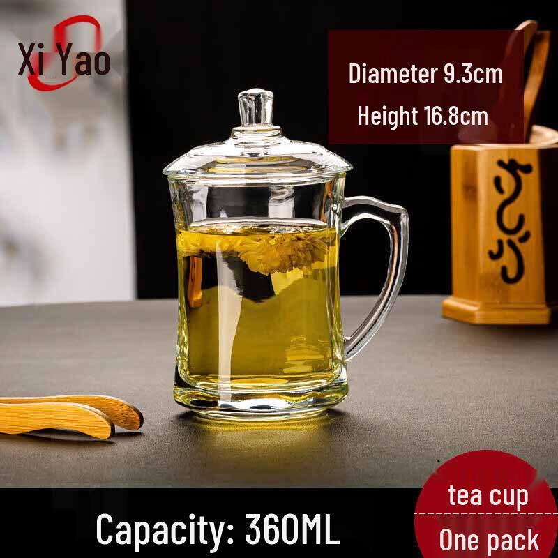 Xiyao Heat-Resistant Glass Teacup with Handle and Lid