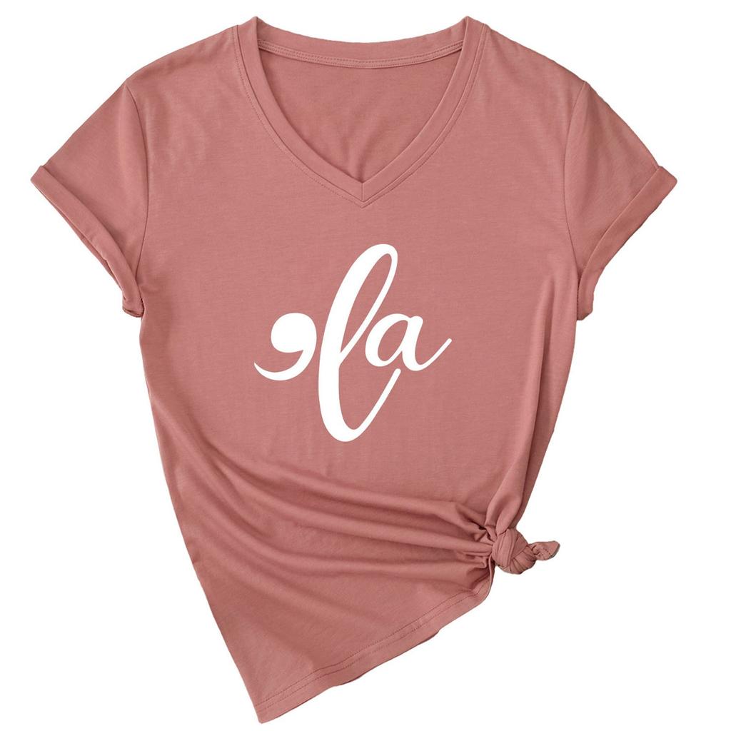 Women's Comma La T-shirts - Shirts Funny Graphic Tee Shirts V Neck