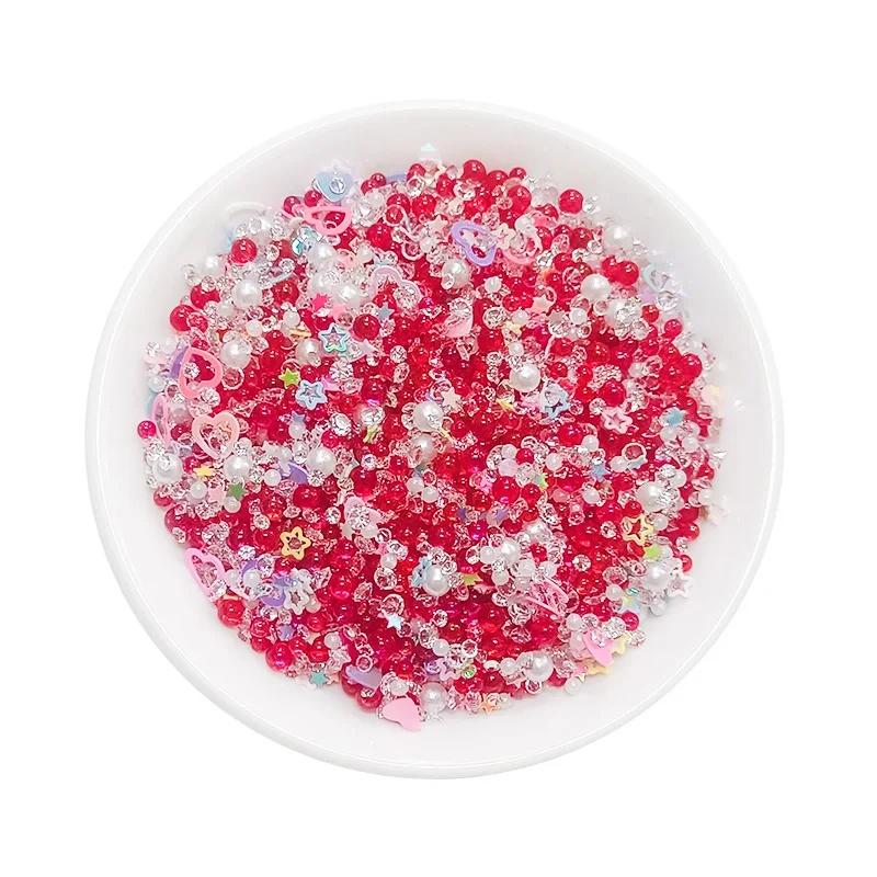 50g/Beutel Gemischte Harz Glitzernde Lochlose Perlen 2mm-7mm Strasssteine Schillernde Perlmuttfarbene Creme Imitation Blase Bastelzubehör
