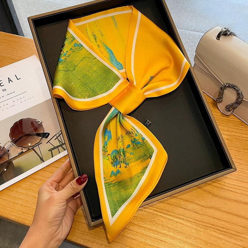 Fashion new cross small silk scarf women's headband Korean version spring, autumn and summer professional scarf small scarf square scarf headband