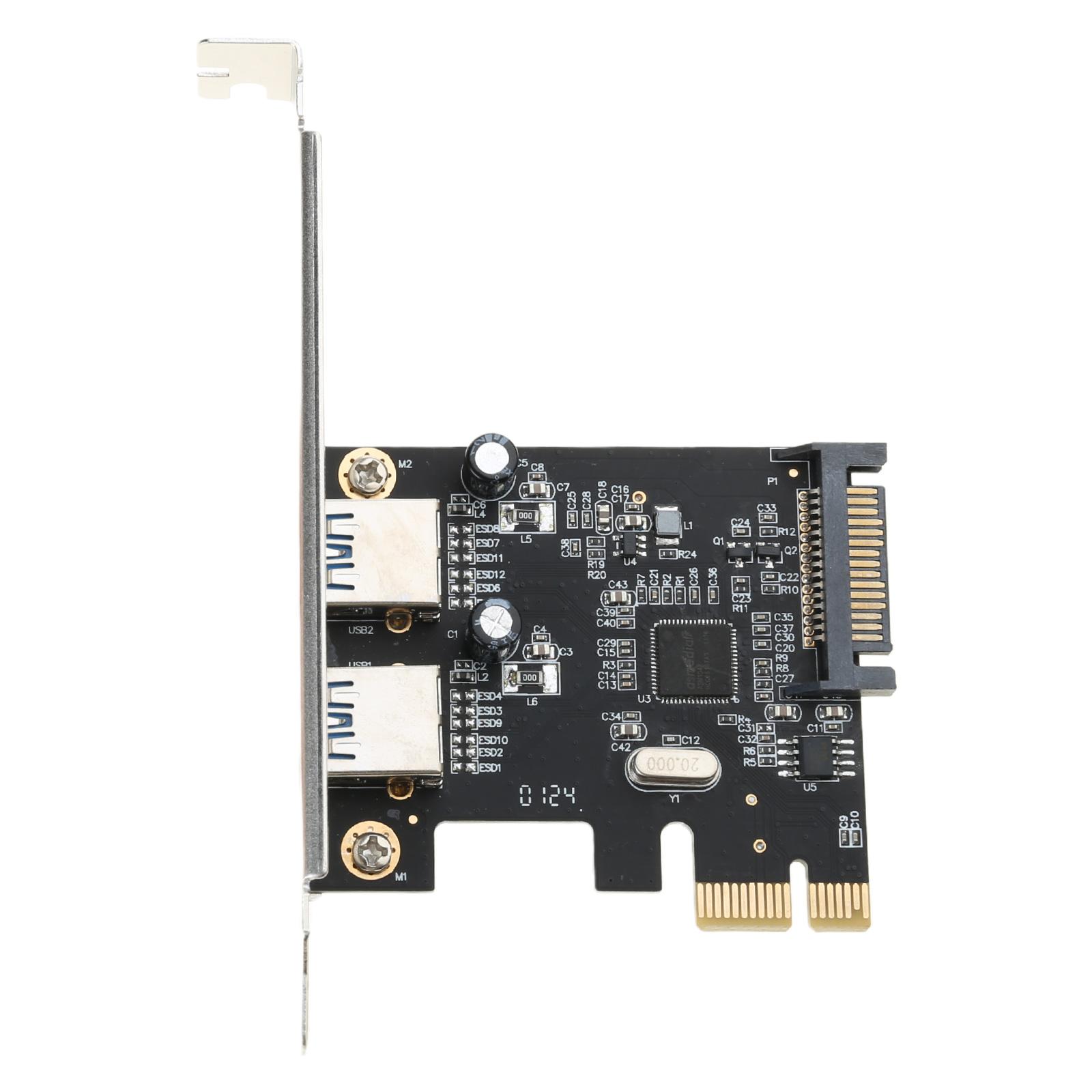 

Адаптер розширення Dual USB PCIE, PCIe на 2 порти USB3.2 Gen 1, висока швидкість 5 Гбіт/с для настільного ПК C