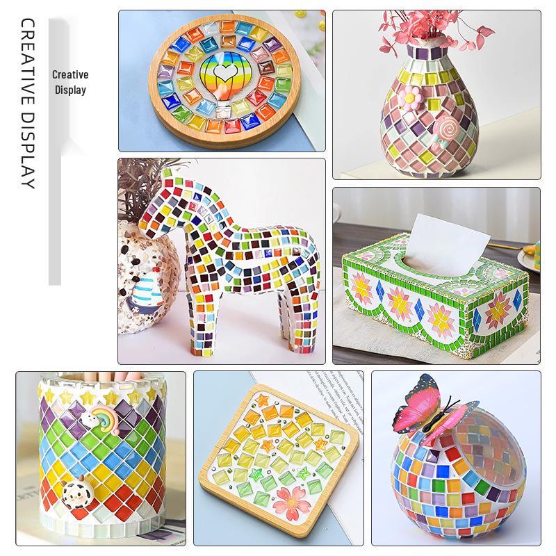 1cm Crystal Glass Colored Stones Mosaic DIY Kit for Kids
