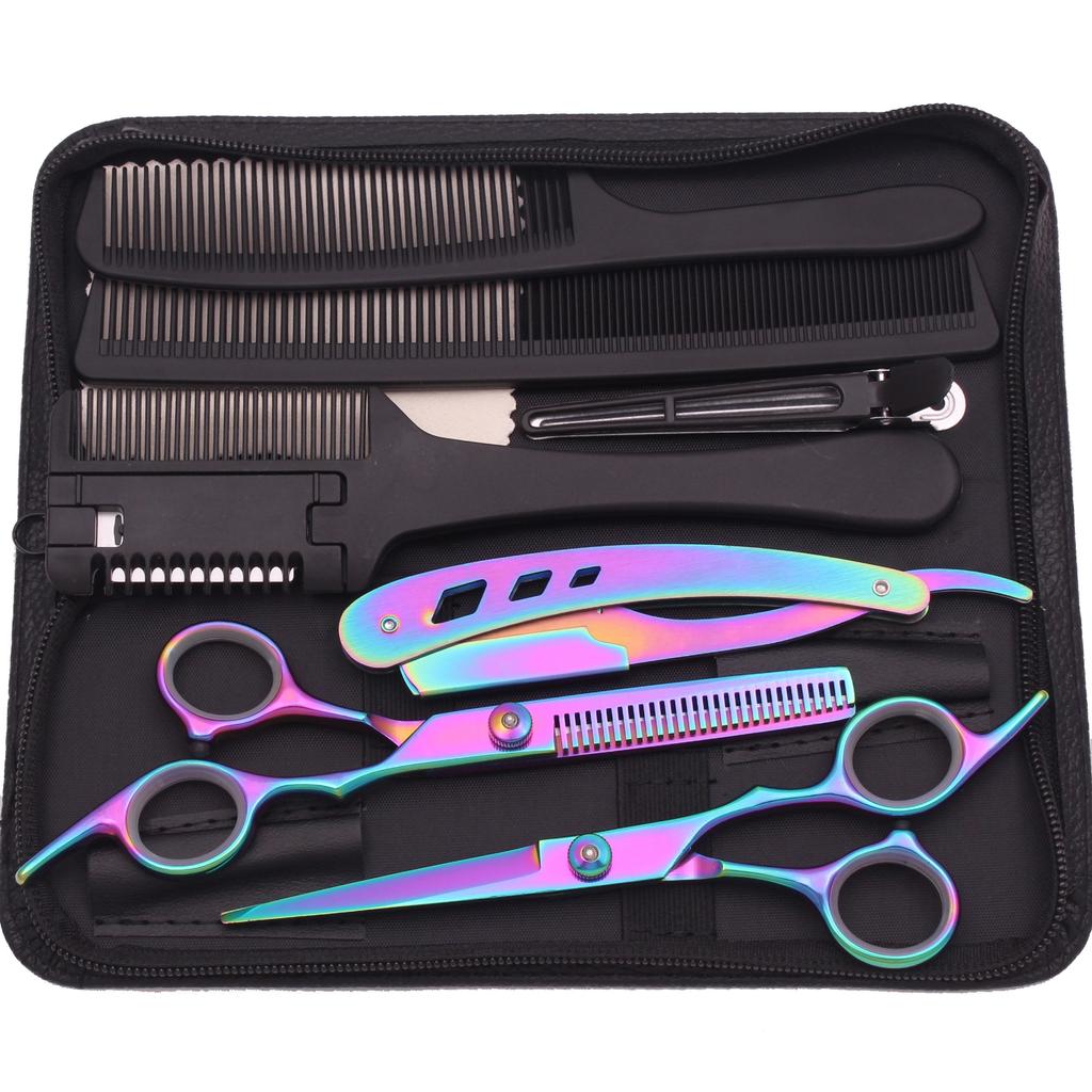 Haarschere 6" Edelstahl Haarschneideschere Friseur Ausdünnschere Haarschnitt Rasiermesser Kamm Wape Set für Friseurbedarf Dropshipping
