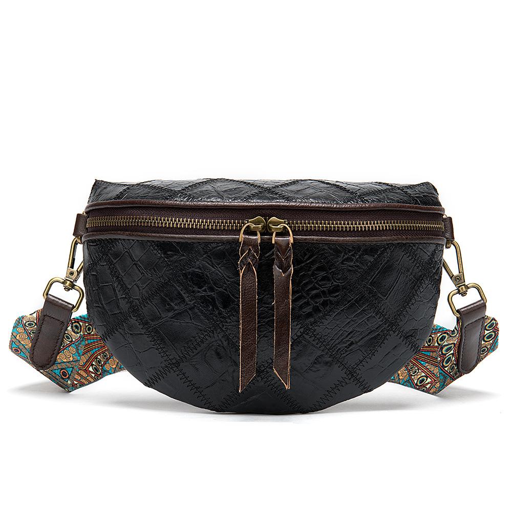 Echtleder Damen Tasche Vintage Schulter Crossbody Patchwork Farbe Muscheltasche Rindsleder Knödeltasche