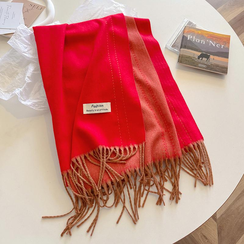 Nuova sciarpa calda in cashmere Winer per donna, moda, spessa, in tinta unita, in pashmina, scialle, foulard, donna