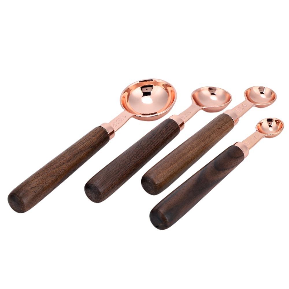 4PCS Set Stainless Steel Measuring Spoon Set Rose Gold Kitchen Baking Tool For Kitchen Baking