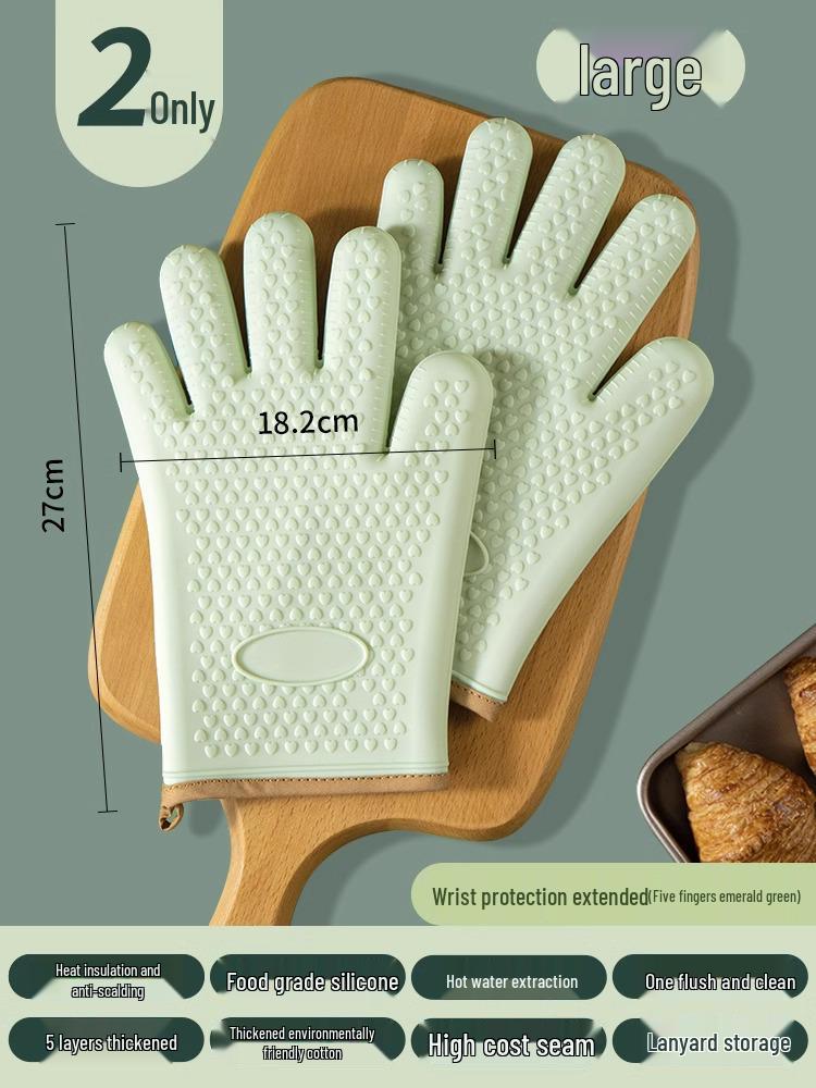 Guanti da forno in silicone resistenti al calore: Antiscivolo, Spesso, Impermeabile, Protezione Anti-Scottatura