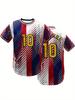 Herre #10 Fodboldtrøje T-shirt - 3D Printet Åndbar Pullover Kortærmet Træning Kamp Fest - Unikt Brasilien Tema