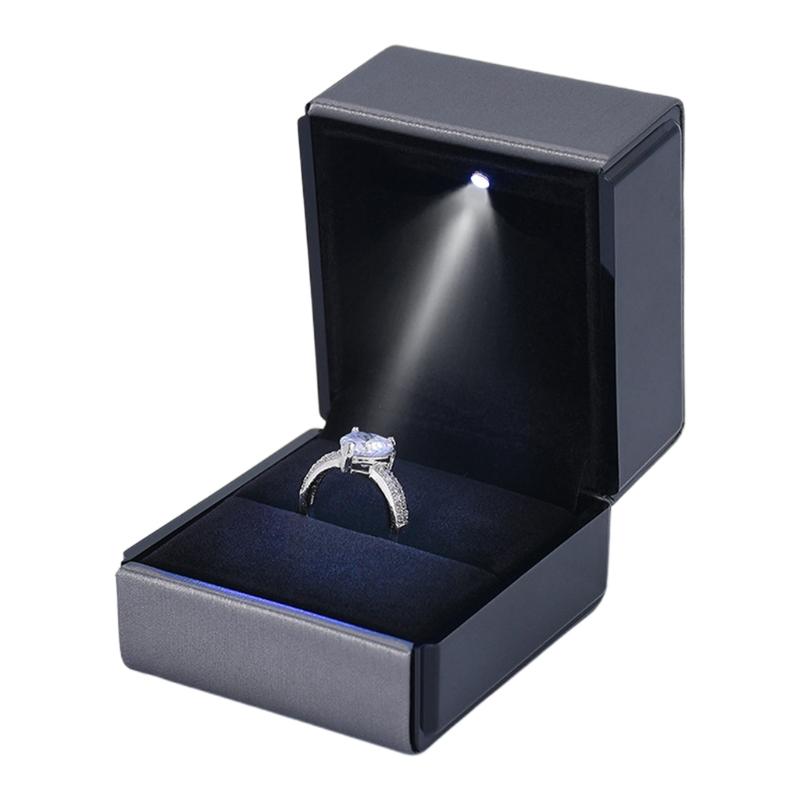 Luxury Bracelet Box Square Wedding Pendant Ring Case Jewelry Gift Box with LED Light for Proposal Engagement Wedding