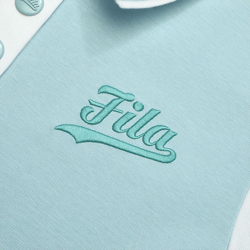 FILA Fusion Letter Print Polo Collar Loose Short Sleeve Dress Women dresses Clear-Lake-Blue T11W322304FBU