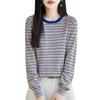Women's Striped Knit Pullover: Round Neck, Long Sleeve Sweater for Autumn 2026