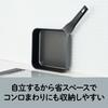 Doshisha "Sutto" Square Frying Pan, 24cm, All Heat Source Compatible (Gas and Induction), Black, Deep Type
