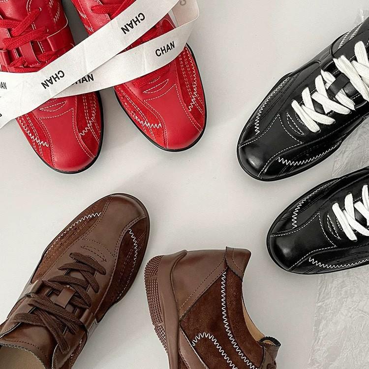 Boxschuhe aus Leder mit Innensohle zur Höhenerhöhung, Damen, runde Spitze, Schnürung, Plateau, Ballett-Sportschuhe, lässige Plateau-Mary-Jane-Schuhe