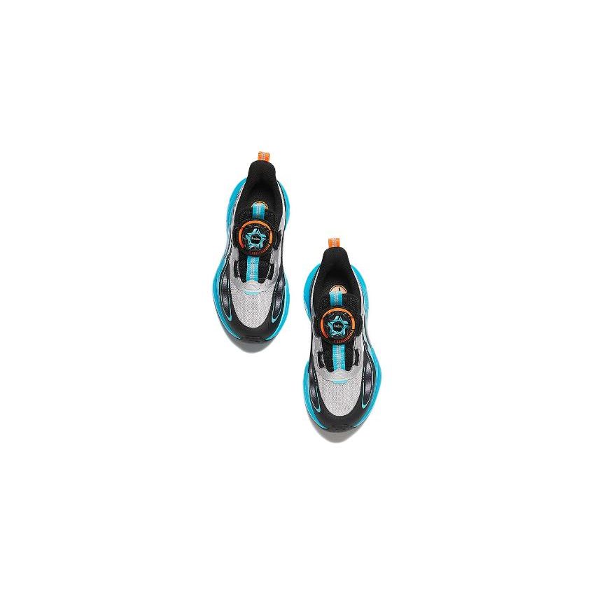 Anta Kids Round Head Knob Shock Absorbing Wear Resistant Low Top Running Shoes Kids Running Shoes Silver Black Blue 312419901-4