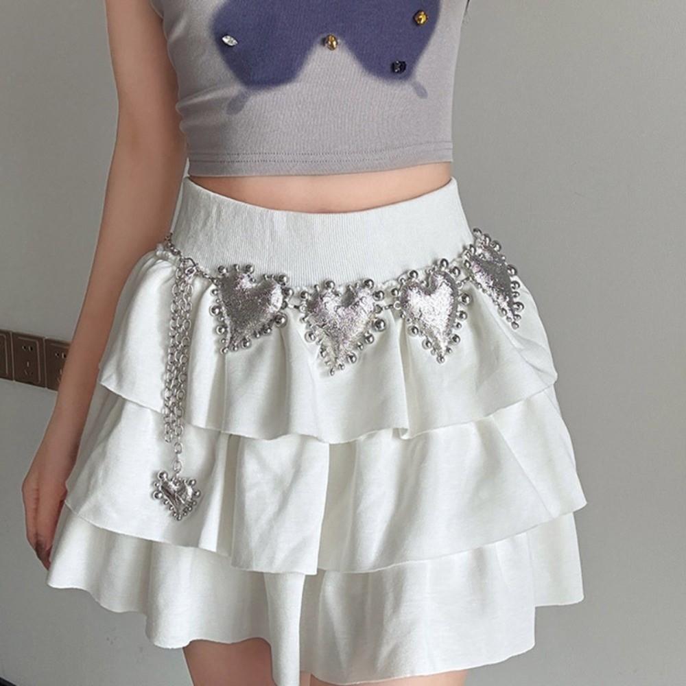 Jeans Decor Zinc Zinc Alloy Waist Chain Vintage Adjustable Belt Heart Chain Waistband  Waist Accessories