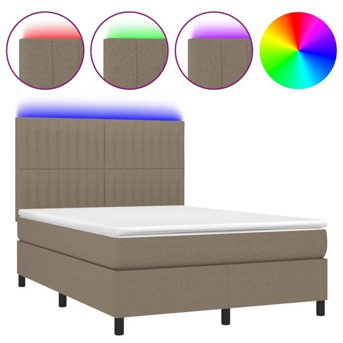 Maison Exclusive - Sommier à lattes de lit et matelas et LED Taupe 140x190cm Tissu