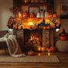 Scalloped Edge Halloween Mantel Scarf Haunted House Autumn Pattern Fireplace Shelf Cover Country-Style Pumpkin Theme