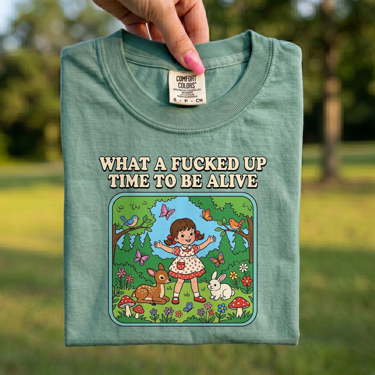 Comfort Colors® - What A Messed Up Time To Be Alive Shirt, Funny Sarcastic Retro Vintage Tee, Dark Humor Graphic T-Shirt M