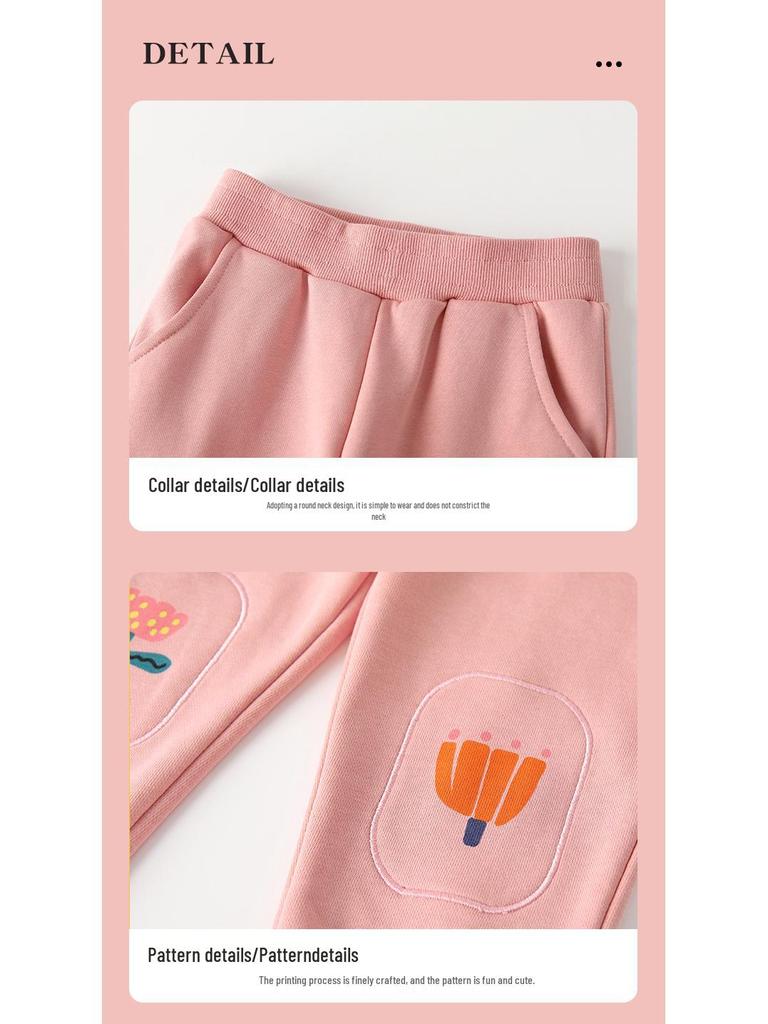Malwee Girls' Elastic Waist Sweatpants - Autumn Winter European American Style for Toddlers & Kids