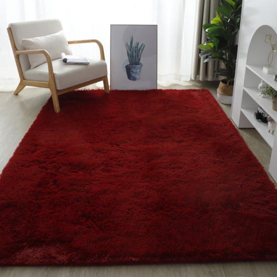 Plush Bedroom Rug, Solid Color Soft Shaggy Carpet, Non-Slip Backing, 19.69 in x 31.5 in Fuzzy Rug for Living Room Kids Room Decor