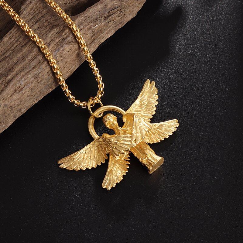 Silver-Plated Cute Pet Cat Wings Animal Pendant Necklace Women's Personalized Fashion Jewelry Couple Gift