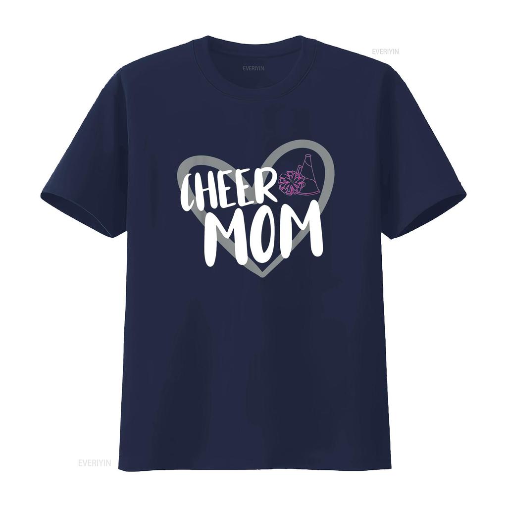 Funny Cheer Mom Heart Cheerleading Cheerleader T Shirt vintage Washed Top For Everyday Wear streetwear Casual designer clothes