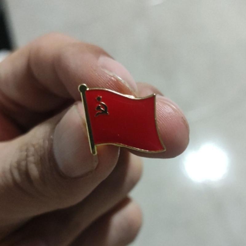 Fashion Cartoon Rectangle Badge Pin Brooch Holiday Gift Soviet Flag Brooch Badge Meaningful Backpack Accessories