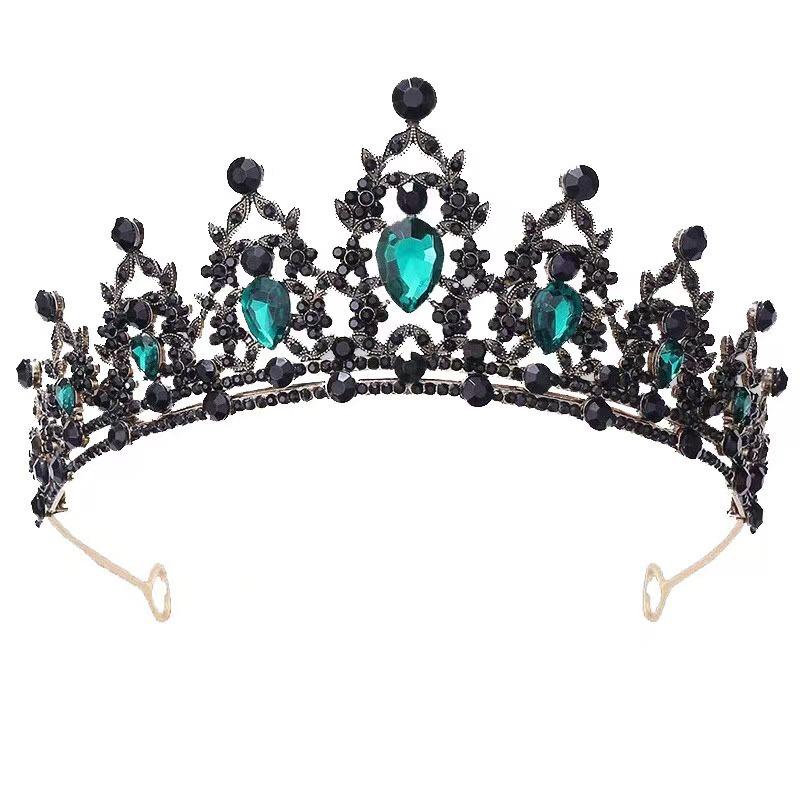 Bridal Crown Colored Rhinestone Headband Baroque Alloy Crown Wedding Dress Accessories Hair Accessories