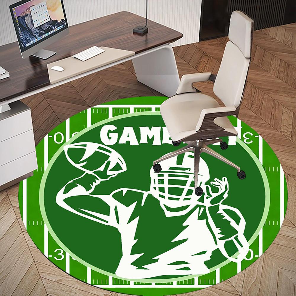 1pc Game Football Round Chair mat office Area Rug - Non-Slip, Floor Mat for Office, Bedroom, Ideal home decor gift c0112010
