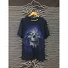 Vtg Schädel Geister Design Liquid Blue Stil Überdruck T-Shirt