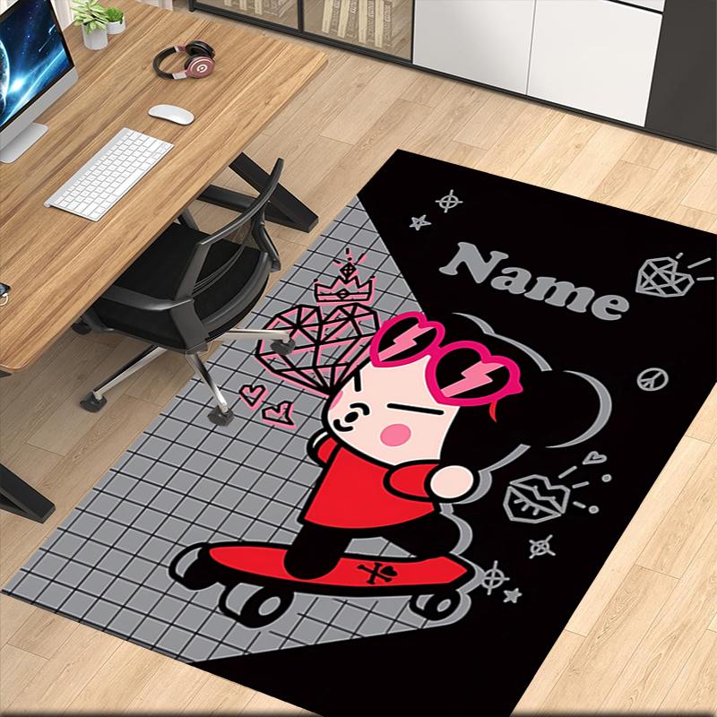Custom Name Pucca Printed Carpet, for Office Chair Living Room Bedroom Kitchen Room Decor Gifts.