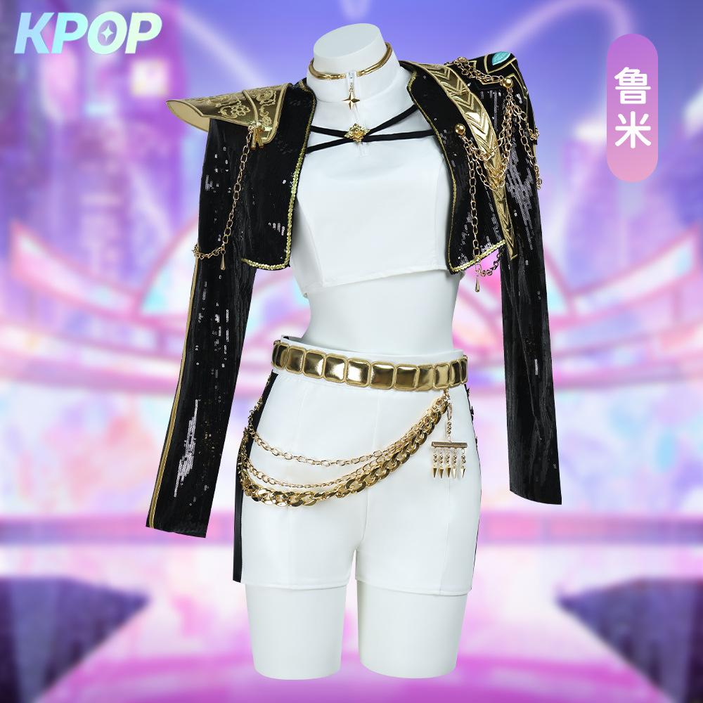 Hunting Witch Squad Rumi Black Gold Cosplay Costume K-pop Anime Film And TV Character Same Style Cosplay Rumi Performance Costum XS