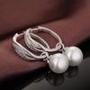 925 Silber Leichter Luxus Perlen Mikroeinlage Zirkon Geometrische Ohrringe Elegant und Hochwertig, Personalisierter Temperamentsschmuck