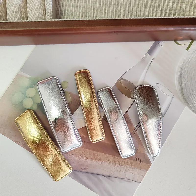 2ks Elegantní stříbrné pevné PU sponky do vlasů pro ženy, dívky, děti, retro dárek, vlasové doplňky, party, sváteční ozdoba