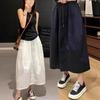 Women's 2026 High Waist A-Line Skirt: French Bud, Slimming, Mid-Length, Loose Drawstring