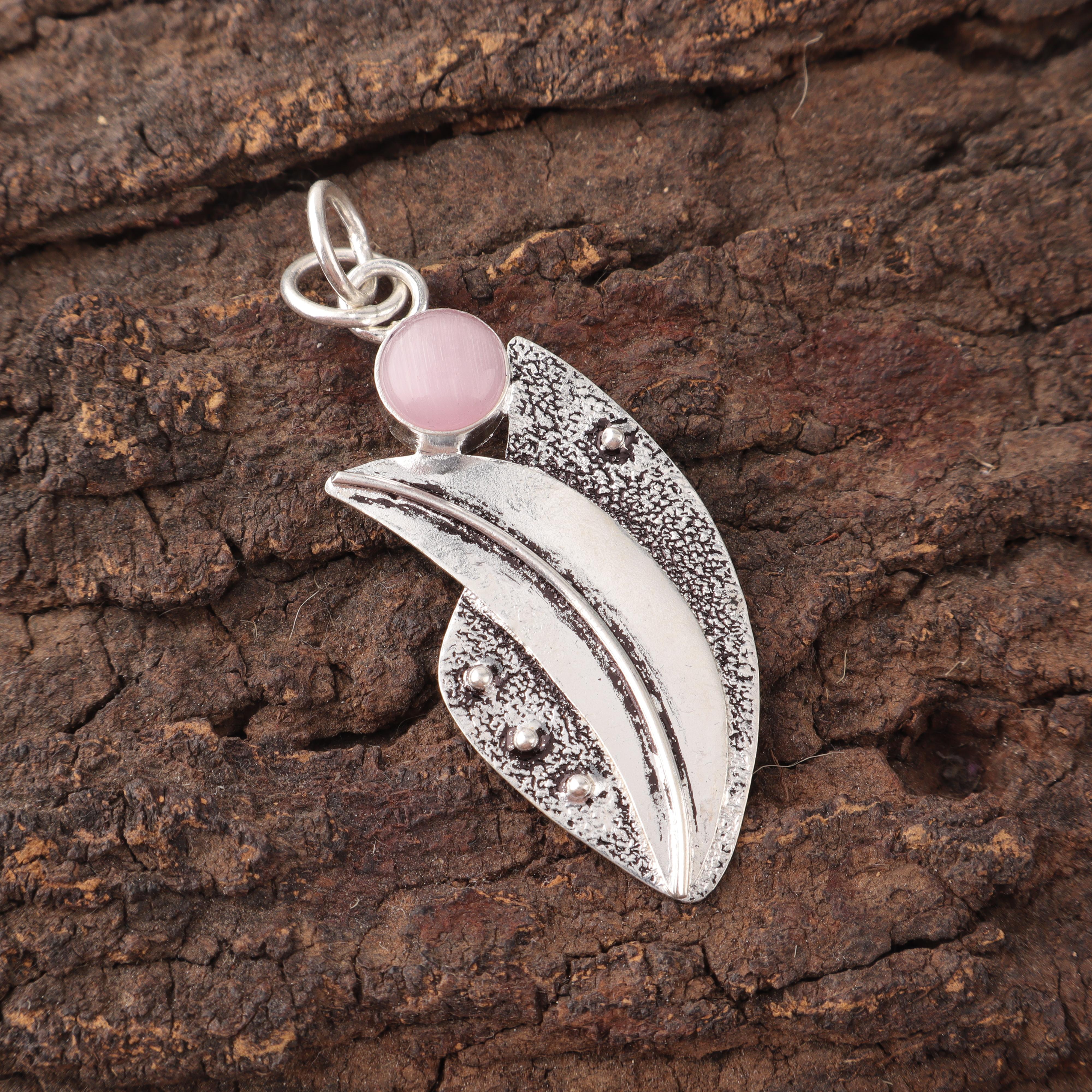

Подвеска из розового кошачьего глаза, серебряная подвеска 925 пробы, подвеска ручной работы с драгоценными камнями на День памяти 2.05 Inches розовый