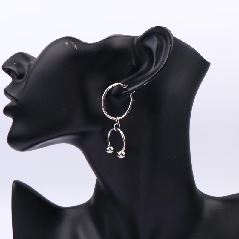Aesthetic Stainless Steel U-Shaped Horseshoe Hoop Earrings Y2K Nore Clip Charms Drop Earrings Punk Gothic Jewelry
