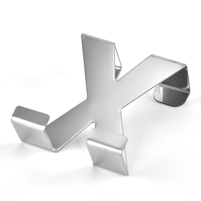 X-Shaped Bathroom Over Cabinet Hook Stainless Steel No Drill Hanger for Kitchen Home Coat Towel Organizer