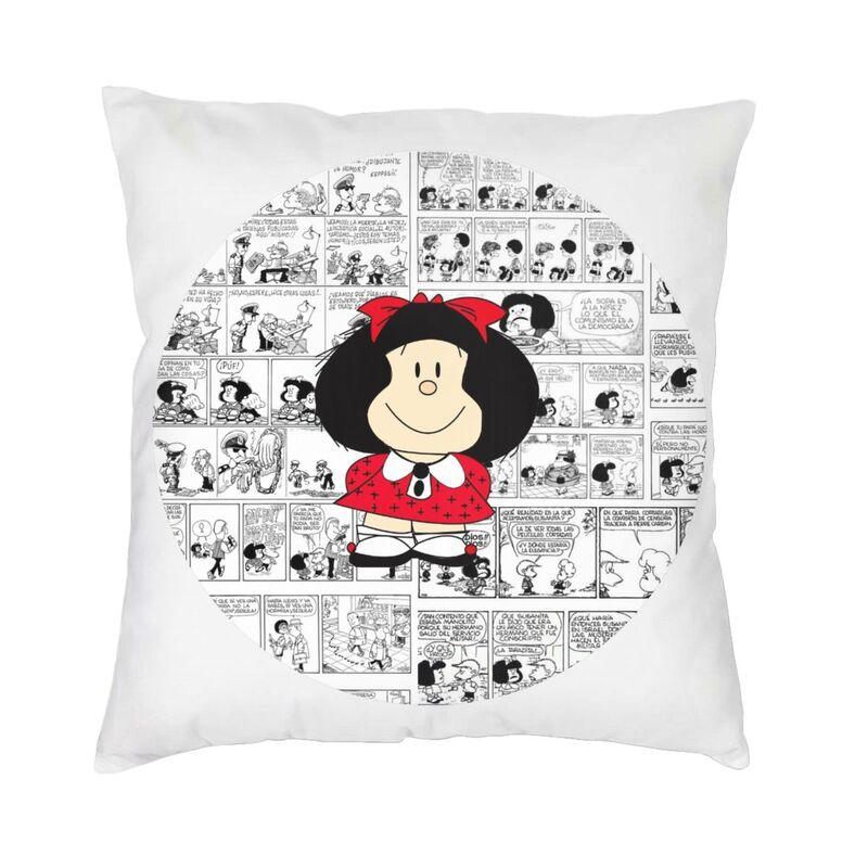 Federa per Cuscino Quadrata Pensierosa di Mafalda Decorazione per la Casa Stampa 3D Double-Sided Fumetto di Quino Cartone Animato Federa per Cuscino per Divano