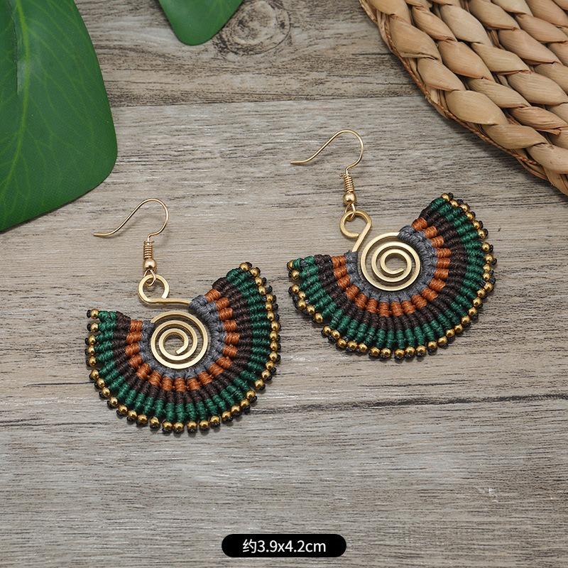Niche Design Woven Earrings Bohemian Retro Resort Style Personality Temperament Handmade Earrings
