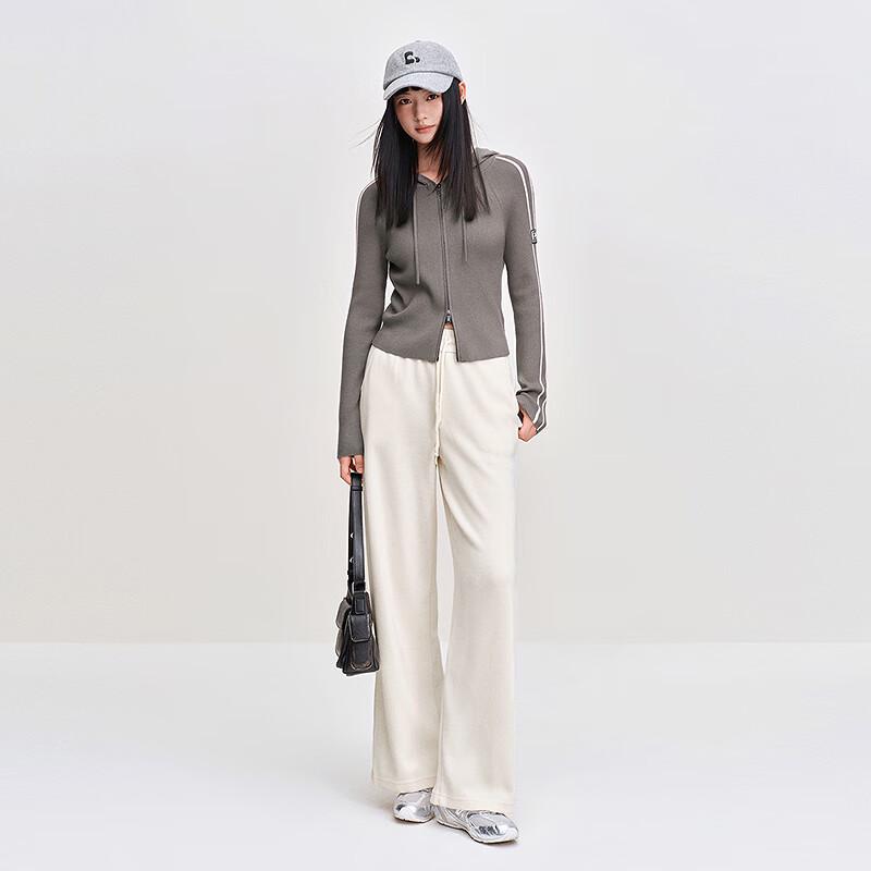 LED'IN Women's Soft Chenille Straight Wide-Leg Casual Pants