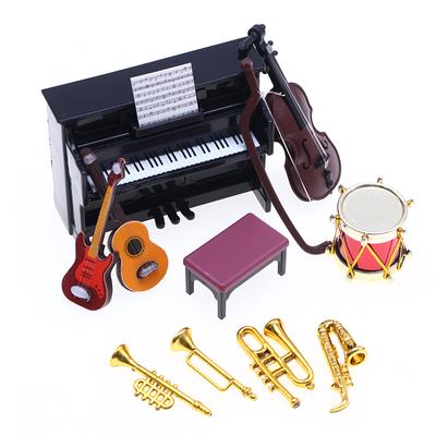 1:12 Puppenhaus Miniatur Klassisches Musikinstrument Klavier Gitarre Saxophon Set Instrument Modell Puppe Home Life Szene Dekor