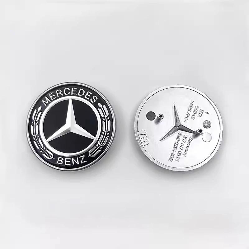 EZB2 Hot 2025 Car Engine Logo Metal Flat Hood Emblem Front Badge Accessories For Mercedes Benz AMG W204 W205 W203 W211 W212 W213 W201