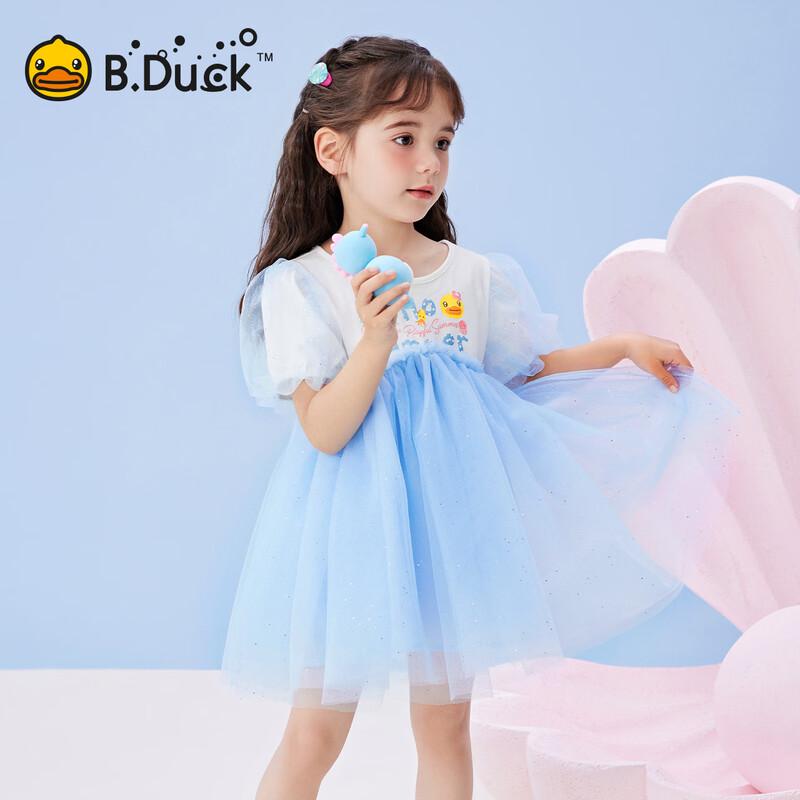 B.Duck Girls' Puff Sleeve Cartoon Dress