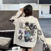2025 Autumn Chic Women's Loose-Fit Rhinestone Cartoon Sweater