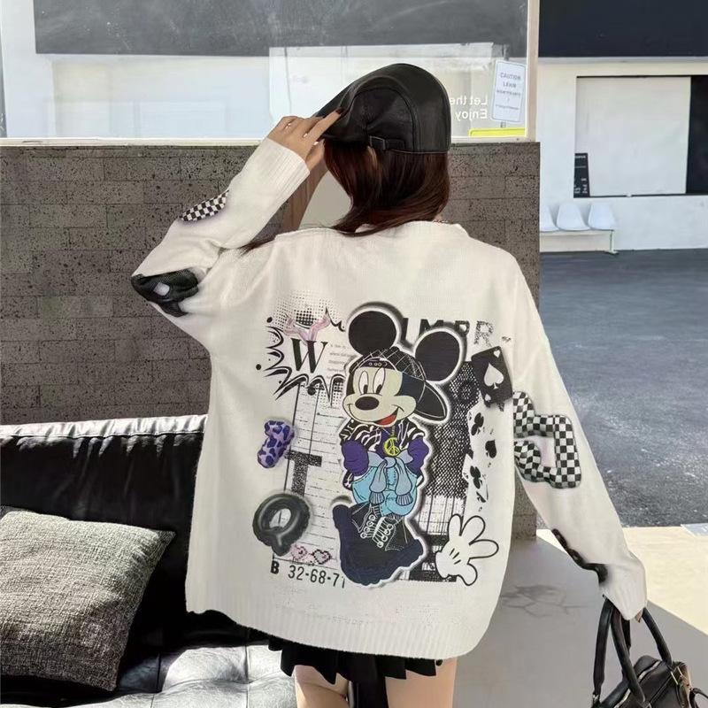 2025 Autumn Chic Women's Loose-Fit Rhinestone Cartoon Sweater